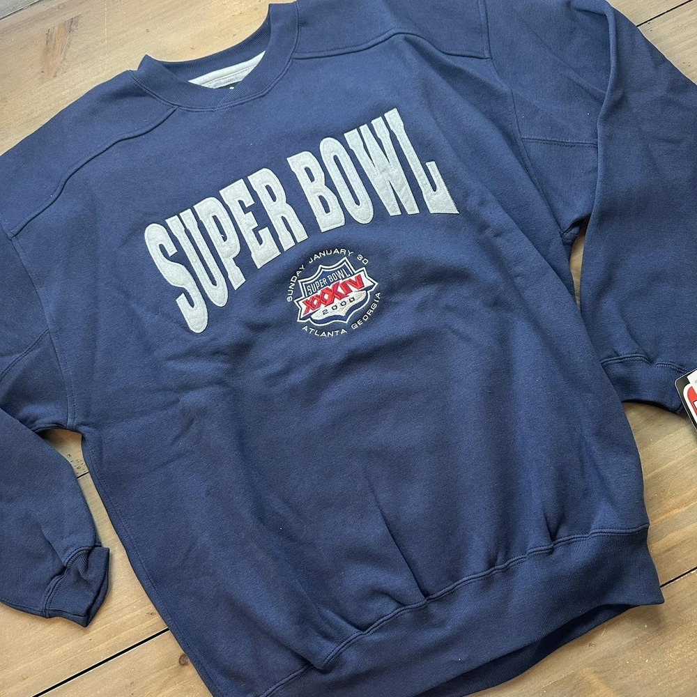 Vintage Puma Super Bowl XXXIV Sweatshirt Mens Large Navy NFL Football 2000 NWT